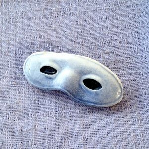 Vintage Ceramic Mask Brooch
